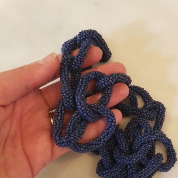 Blue Beaded Link Necklace - Picture 2 of 5